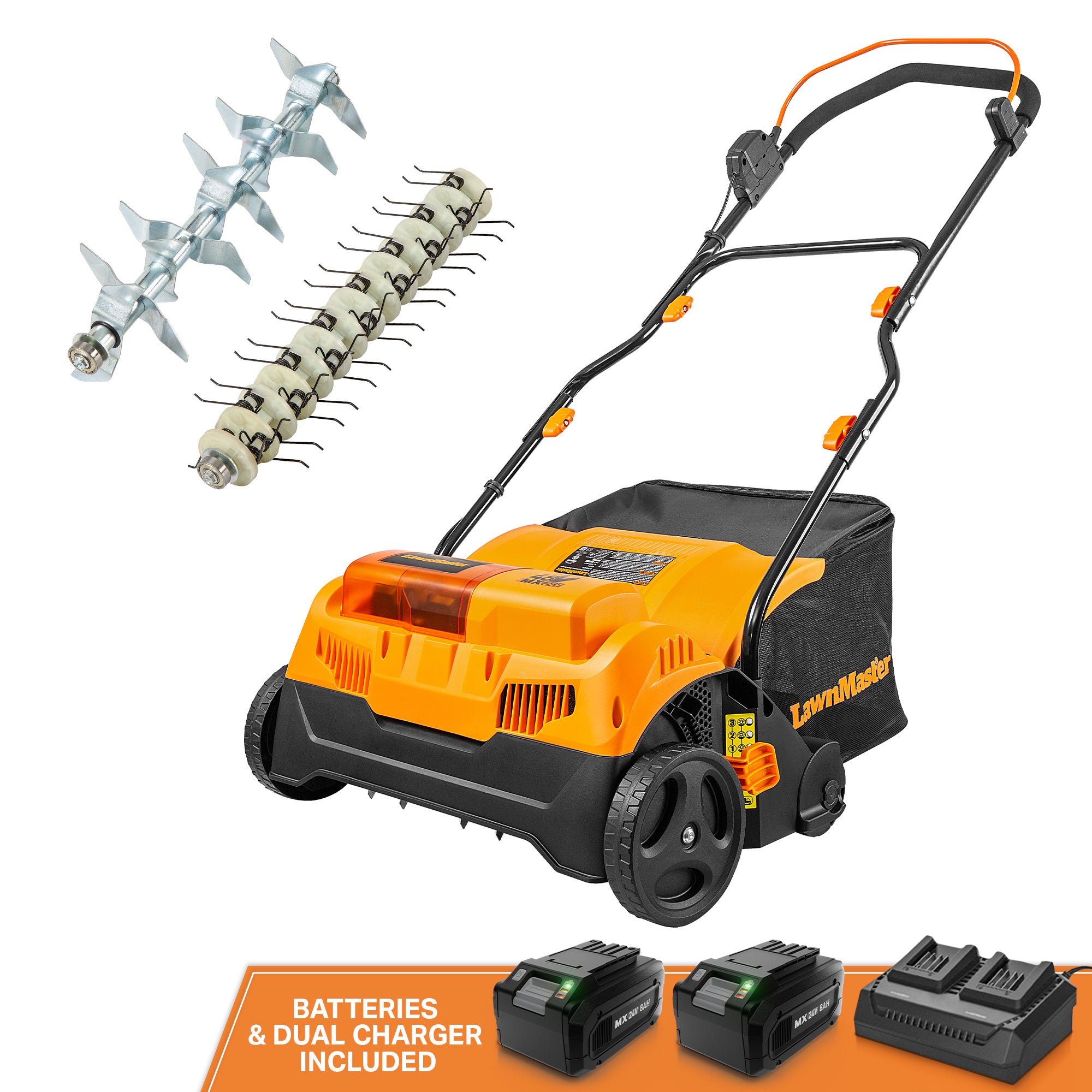 LawnMaster 48V MAX Brushless 16” Cordless Scarifier & Dethatcher