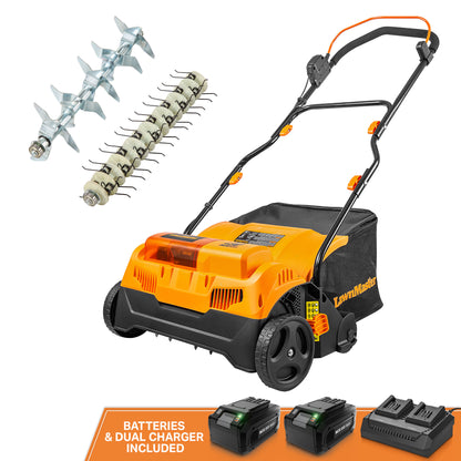 LawnMaster 48V MAX Brushless 16-Inch Cordless Scarifier & Dethatcher, CLGVB4816