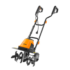 Orange and black tiller on a white background