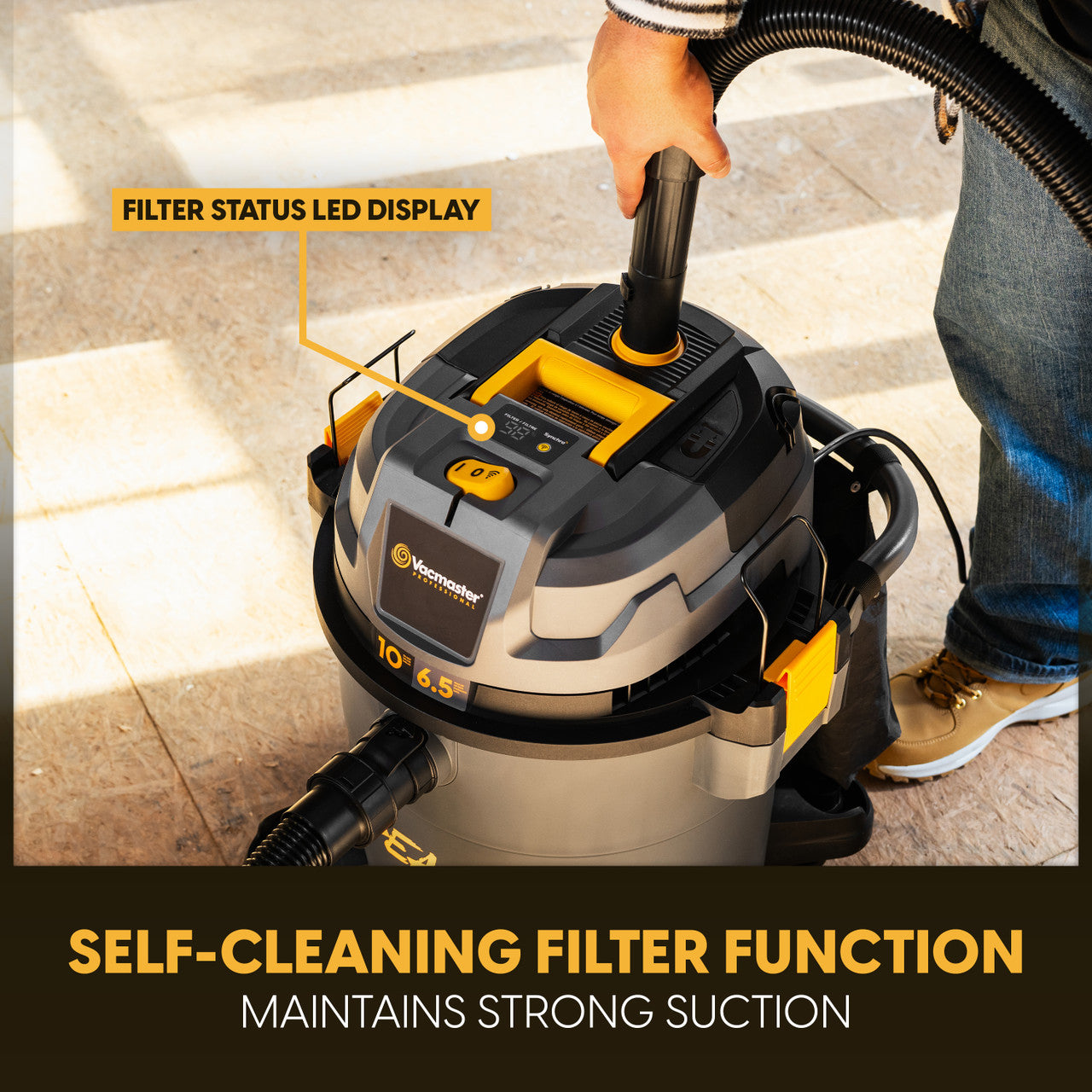 Close-up of self-cleaning filter fuction