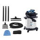 Image of stainless steel vacuum and accessories on a white background.