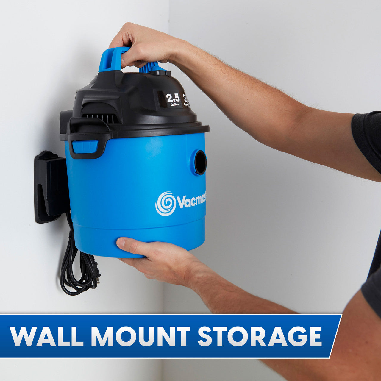 Vacmaster 2.5-Gallon* 2 Peak HP† Wall Mountable Wet/Dry Vacuum