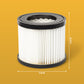 Cylindrical air filter with pleated white media and black endcaps, 4.49 in. wide × 4.06 in. tall